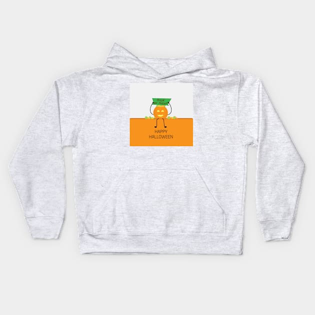 Halloween Green and Orange Pumpkin and candies Kids Hoodie by sigdesign